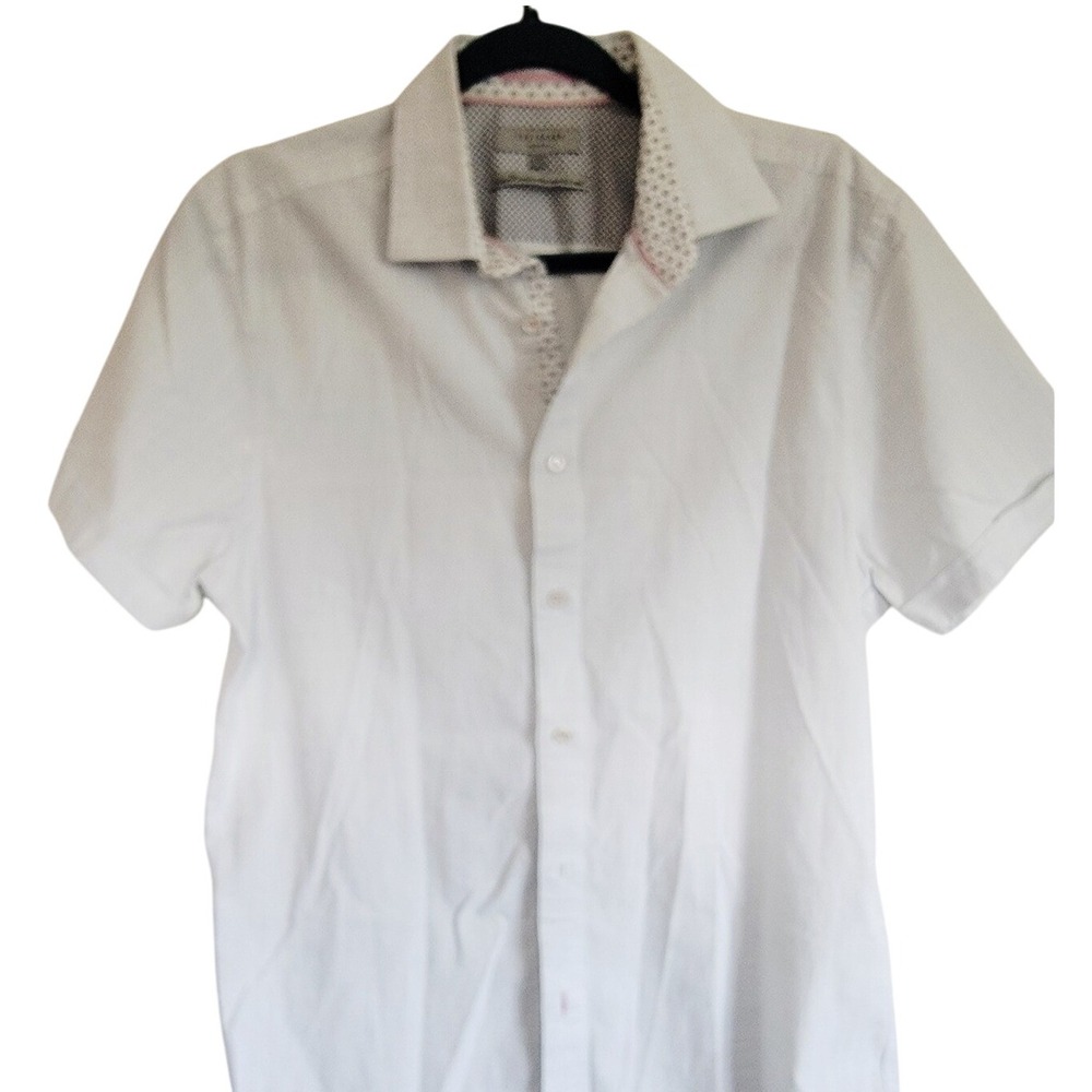 Ted Baker Men's London‎ Short Sleeve Button Up Dobby Weave Casual Shirt Size 3
